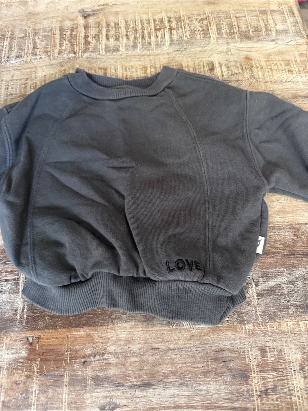 Kids charcoal Pullover Sweatshirt with 'LOVE' Embroidery